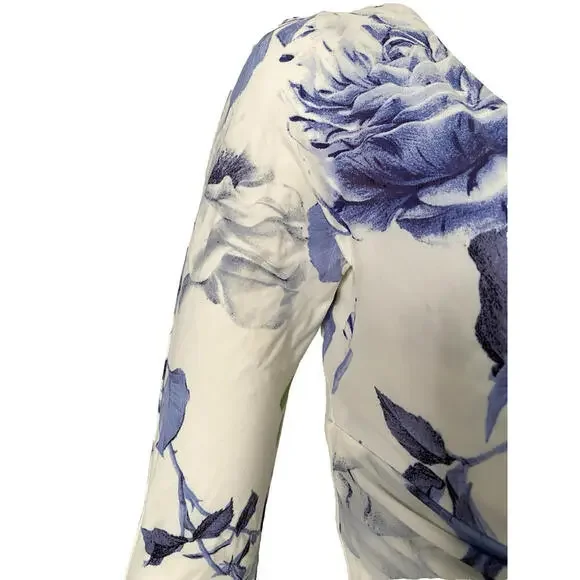 Roberto Cavalli S Multicolor Floral Jersey V-Neck Snake Head Brooch Dress IT-38 - Picture 3 of 9